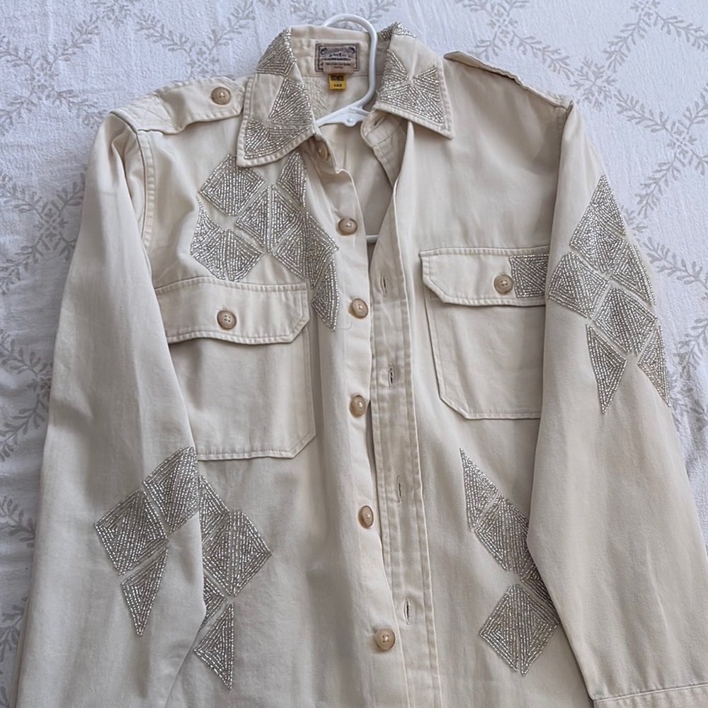 Beige Embellished Women's Jacket
